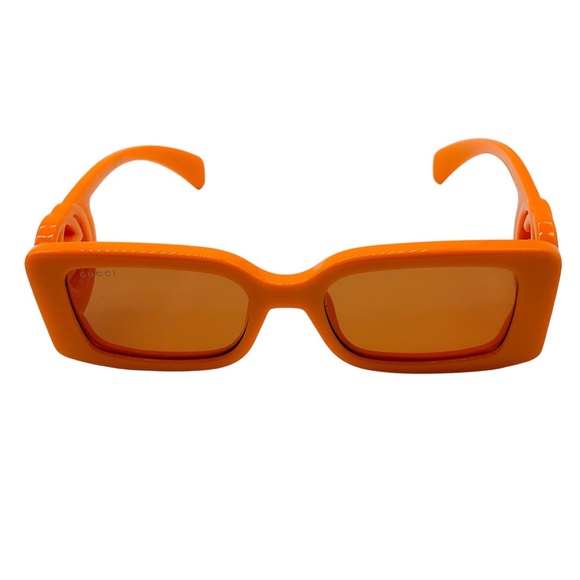 GUCCI ORANGE / BROWN CHAISE LONGUE 54MM RECTANGULAR FRAME SUNGLASSES main image 6